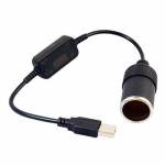 1 tk 5 V USB kuni 12 V sigaretis&uuml;&uuml;taja pesa USB sigaretis&uuml;&uuml;taja adapteri muundur auto elektroonikatarvikud must
