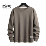 Meeste s&uuml;gistalvine dressipluus &Uuml;mara kaelusega pikkade varrukatega lahtise vahvlitekstuuriga &uuml;hev&auml;rviline pehme soe pullover T&auml;navar&otilde;ivad keskmise pikkusega T-s&auml;rgi topp 3XL pruun