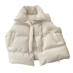 Talvine naiste vest mantel paksendatud polsterdatud t&otilde;mblukuga, alla keeratav krae varrukateta &uuml;hev&auml;rviline tuulekindel kuumus M must