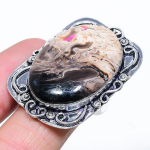 Natural Plume Root Jasper Gemstone 925 Sterling Silver Gift Ring Size 10 c0i52