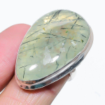 Natural Prehnite Gemstone Handmade 925 Sterling Silver Gift Ring Size 9 w3z69