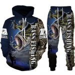 Meeste Loomade Bass Carp P&uuml;&uuml;k 3D Prindi Mood Fisher Tracksuit Unisex Hoodie Jooksup&uuml;ksid 2tk Komplekt V&auml;liriided Suurus S-6XL XL