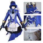 Animem&auml;ng Focalors Cosplay Furina M&uuml;ts Parukas Juuksed T&auml;ielik komplekt Karneval Naiste riietus Kleit Halloweeni kost&uuml;&uuml;m M-(Suit+Wig+Hat)