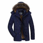 Meeste puuvillased riided talv, Meeste riided kuhjatud ja paksendatud suur suurus, Keskmise pikkusega puuvillase voodriga mantel. XXXXL must