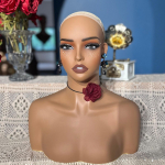 Realistic Mannequin Head with Shoulder Make up Lightweight Shop Manikin Wig Display Stand for