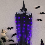 Halloweeni rippuv vaim &otilde;udse lilla LED-valgusega, Halloweeni rippuv kaunistus eeshoovi, terrassi, muruplatsi, aiapeo dekoor sise- ja v&auml;listingimustes