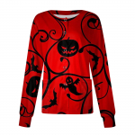 Naiste pikkade varrukatega mustriga tasku, t&ouml;&ouml;tav Halloweeni tr&uuml;kiga p&uuml;stkrae &Uuml;herealine kaitsekombinesoon Kardigan jakk top L must