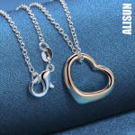 925 naelsterlingit h&otilde;bedast roosikullast kahekordse s&uuml;damega ripatsiga kaelakee, mood pulmaehted O-45CM