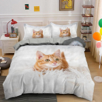 Armas Lemmikloomakassi Voodipesukomplekt Loomaprindiga Katted &Uuml;he Kahekohaline King Queen Suurus Tekikott Kassipoja Muster Pol&uuml;ester Tekikate 140x210cm 2pcs