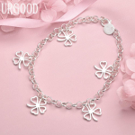 925 Sterling Silver Ristik Lilleripats K&auml;ekett Mood Pulma Ehted 20CM