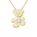 LEA &; ARTHUR - Laste ripatsi motiiv (KARUPOEG) kollaseks kullatud ja; (T&auml;ht N) H&otilde;bedane 925 tuhandeid roodiumiga kaetud