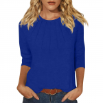 Naiste mood igap&auml;evane mitmek&uuml;lgne vabaaja O-kaelusega kolmveerandvarrukatega topp XXXL