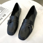 Ruudukujulised nahast tasapinnalised naistejalatsid Kahe kandmisega naiste kingad Flip Flop Loafers Vabaajajalatsid &otilde;ues k&auml;imiseks Mustad s&otilde;idujalatsid 35