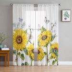 Sinine Maroko Lilleline Metslilleline Valge T&uuml;ll L&auml;bipaistvad Kardinad Elutuppa Magamistuppa K&ouml;&ouml;gi Akna Kaunistus &Scaron;ifoonkardin 1 PCS W100XH250cm&Rod Pocket white