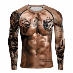 Zawaland Adult Mees Muscle Muscle Pikkade varrukatega 3D Print Tattoo L&uuml;hikeste Varrukatega Cosplay Kost&uuml;&uuml;m Sportlik vabaaja T-s&auml;rk Meeste Topid XL