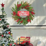 20 inch Christmas Wreath for Front Door Decorative Gift Garland Wall Hanging Ornament Window without Light