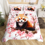Armas punane panda tekikott king size, roosa armastuse t&auml;htede voodipesukomplekt kawaii multika loomad tekkekate t&uuml;drukulik magus tekkekate 140x200cm 3pcs
