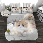 3D-prinditud Kawaii Kitten Cat voodipesukomplekt Tekikate Magamistoa lohukesi, &uuml;hekohalist kaheinimesevoodit King-size tekikate Kodutekstiil EU Double 200x200cm