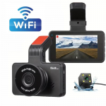 HD Dashcam traadita WiFi &uuml;hendab eesmise ja tagumise kahe objektiivi koos tagurpidi videoauto musta kasti, auto DVR-i, autoseirekaameraga Dual cam with Wifi