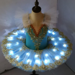 Tutu balleti LED-valgustiga Swan Lake'i baleriin pannkoogit&uuml;druk t&auml;iskasvanud lapse balletikleit laste tantsukost&uuml;&uuml;mid Tutu LED-valgustiga 170cm sinine