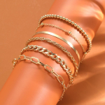 IF ME 6 boheemlaste minimalistlik k&auml;sitsi valmistatud metallkett naiste komplekt, mitmekihiline kett, minimalistlik k&auml;ev&otilde;ru