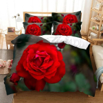 Punane Roos Voodipesukomplekt Tekk/Duvetikate Padjap&uuml;&uuml;r 3D HD Kahekohaline T&auml;issuuruses Kuningas Kuninganna &Uuml;hekohaline 32 tk Pol&uuml;ester Tekikate 70x133cm 2pcs red