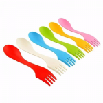 6 tk v&auml;listingimustes kasutatavat Spork 3-&uuml;hes lusikaga kahvlil&otilde;ikurit reisimiseks, telkimiseks, matkamiseks, piknikuks, plastist Spork Combo reisividina s&ouml;&ouml;giriistad