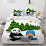 Pocoyo voodikomplekt 3D-tr&uuml;kiga tekikott ja padjap&uuml;&uuml;r 2/3 tk Kahekohaline T&auml;issuuruses Queen-size King-size Tekikott Kodutekstiilid Laste kingitused 175x218cm-3pcs