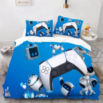 Astro Bot Armas multikas Voodipesukomplekt Tekikomplekt &Uuml;hekohaline Kahekohaline Voodi King Size Voodikomplekt T&auml;iskasvanud poisid Magamistuba Tekikott Padjap&uuml;&uuml;r 150X200cm-3pcs