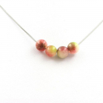 Pierres et Min&eacute;raux. Collier 4 perles Tourmaline melon d'eau 8 mm Chaine en acier inoxydable.