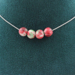 Pierres et Min&eacute;raux. Collier 4 perles Jaspe vert rouge 8 mm. Chaine en acier inoxydable Collier femmes, hommes. Taille personnalisa