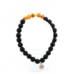 Bracelet - A Bijoux - Ambre v&eacute;ritable et Onyx noir - 8 mm - Longueur 19-20 cm - Mixte