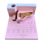 Klaverilaud Kalender 2025 Ajakell Kalender 3D Kalender Paber nikerduskunst M&auml;rkmik Notepad Lauakaunistuseks roosa
