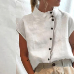 Ebaregulaarne n&ouml;&ouml;biga Puuvillane linane pluus valge top roheline must kraega vabaaja s&auml;rk naistele l&uuml;hikeste varrukatega s&auml;rgid S valge