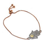 White Evil Eye, Zircon Handmade 925 Sterling Silver Bracelet 7-8 a9f80