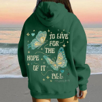 Naiste kapuutsiga pusa, mille nimel elada, 'To Live for the Hope of it All', langeva &otilde;laga varrukas, soonikkoes dressipluus XXXL roheline