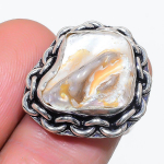 Biwa Pearl Handmade 925 Sterling Silver Jewelry Ring Size 6.5 k5i02