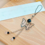 Hiina stiilis tint kalligraafia liblikas ventilaatori ripatsid Mobiiltelefonide kett Kaotsiminekuvastane Pael Vintage v&otilde;tmehoidja kott ripats Kingitused