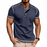 Meeste l&uuml;hikeste varrukatega Henley s&auml;rgid Suvine n&ouml;&ouml;biga T-s&auml;rgid Casual Basic Tee Soild T-s&auml;rgid Pehmed Mugavad topid Klassikaline sportlik Fit T-s&auml;rk meestele XL tumesinine