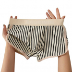 Meeste bokserid Keskmise k&otilde;rgusega elastse v&ouml;&ouml;kohaga l&uuml;hikesed p&uuml;ksid U-kumer disainiga triibuline hingav aluspesu XXXL