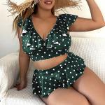 Naiste suvine rannasari t&auml;piline ujumistrikoo Sexy Plus Size Swimsuit Plus Bikiinid 0XL roheline