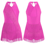 Lastele T&uuml;drukutele Ladina trikoo Kleit Tantsukost&uuml;&uuml;m Rhinestones Fringe Body Seelikuga kleit P&auml;itsetega V-kaelusega Varrukateta Tuttide Jumpsuit 9-10 Years