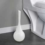 Kuldne K&otilde;rgekvaliteediline Elegantne Kuldne Tualetiharjahoidja - Korduvkasutatav, Tualetihari Alusega, Lainelise V&auml;limusega Disain, Vannitoa Puhastusvahendid valge