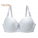 Naiste pluss suuruses push-up rinnahoidja seksikas lilleline pits t&auml;iskattega traadiga rinnahoidja polsterdatud toetav igap&auml;evane rinnahoidja suurtele rindadele 95C valge