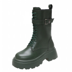 N&ouml;&ouml;riga poolsaapad naiste saapad &Uuml;mmarguse ninaga platvormsaapad naistele Saapad Paksud kontsad Naiste l&uuml;hikesed saapad S&uuml;gis 2024 34 roheline