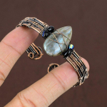 Labradorite Handmade Copper Wire Wrap Cuff Bangle Adjustable c7u29