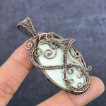 Aquamarine Handmade Copper Eire Wrap Jewelry Pendant 2.96 m5a36