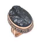 Black Tourmaline Gemstone Copper Jewelry Ring Size 9 a0h93