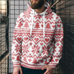 J&otilde;ulud meeste kapuutsiga dressipluus punane kapuuts 3d j&otilde;ulud Harajuku prindiga kampsun mood talvetopsid Unisex p&uuml;haderiided XL