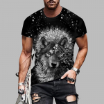 Uus Suvine Meeste Moe T-s&auml;rk Personality Wolf Printed Meeste T-s&auml;rk Top XS sinine